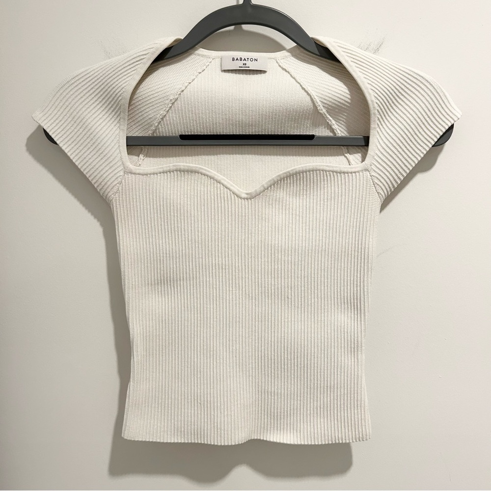 Babaton Women's Cream Ribbed Top